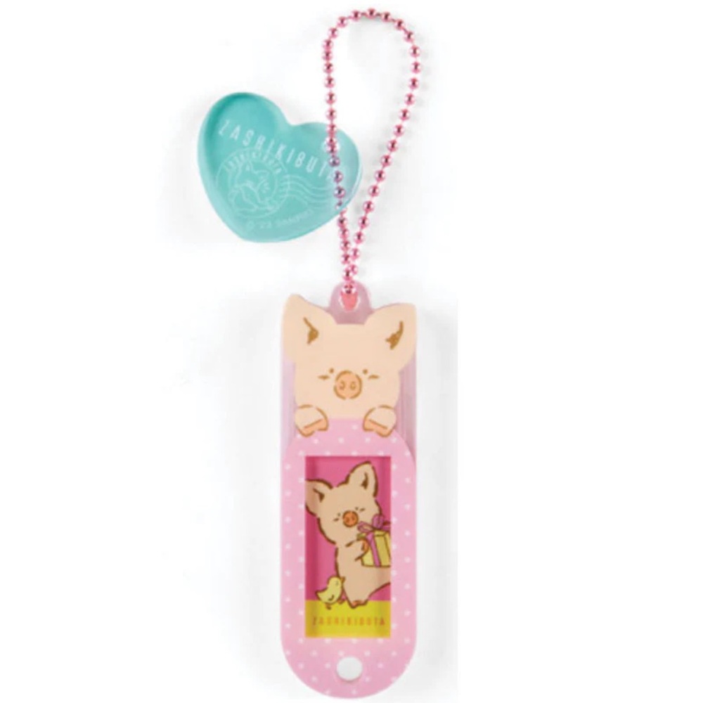 ✅Sanrio Name Tag Keychain Zashikibuta
 with heart charm